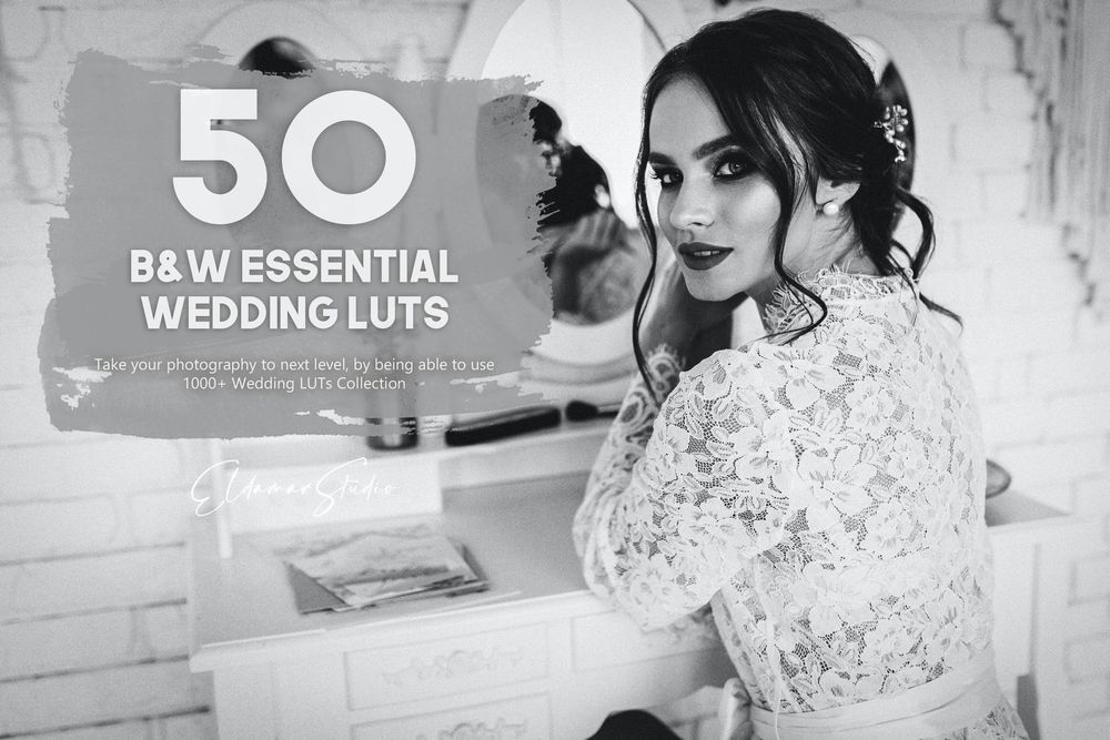 50 Black and White Essential Wedding LUTs Pack