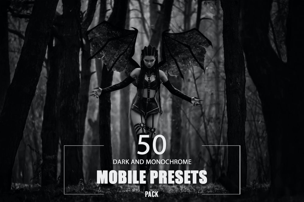 50 Dark and Monochrome Mobile Presets Pack