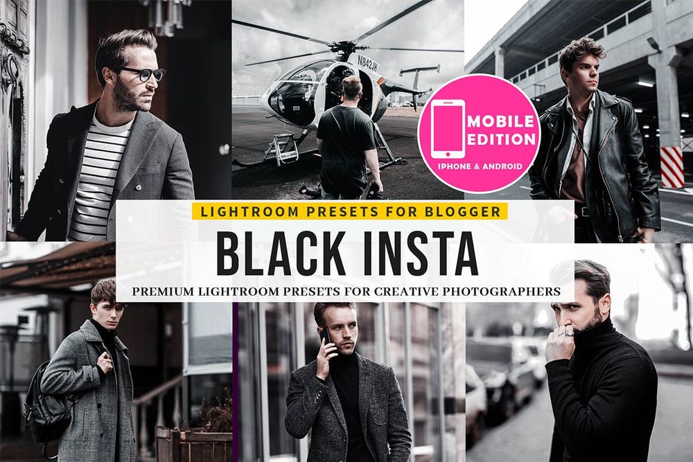 黑色调男士硬朗风格拍照预设