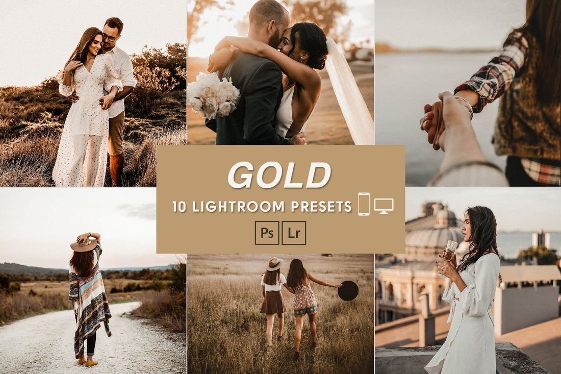 10款 Gold Brown Desktop & Mobile Lightroom Presets