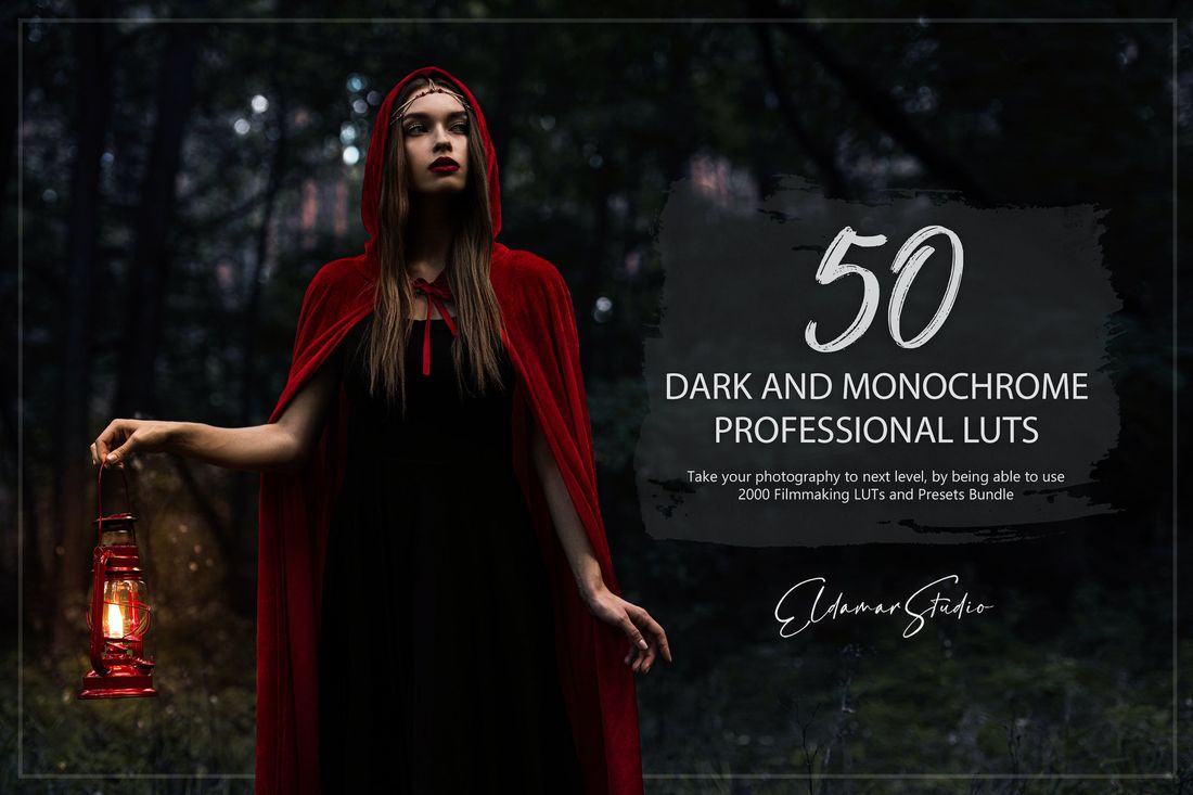 50款 Dark and Monochrome LUTs and Presets Pack