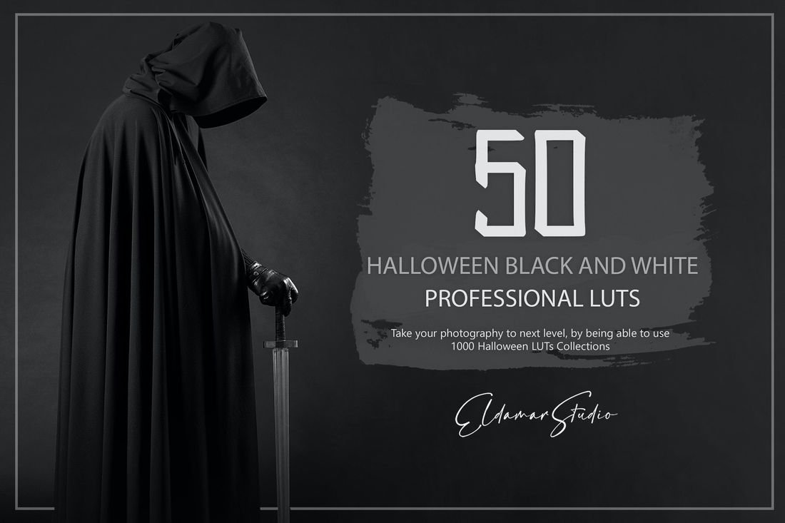 50款 Halloween Black and White LUTs and PresetsPack