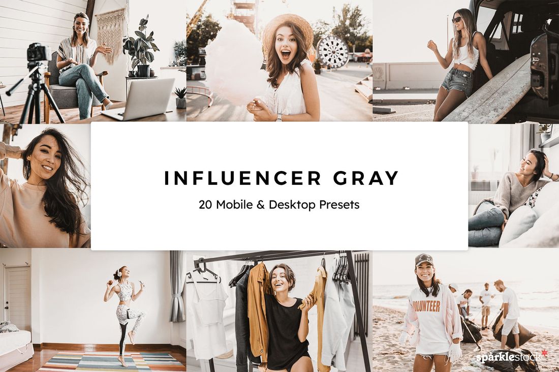 20款 Influencer Gray Lightroom Presets & LUTs