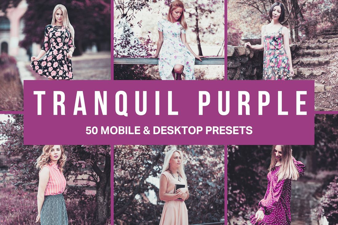 50款 Tranquil Purple Lightroom Presets and LUTs