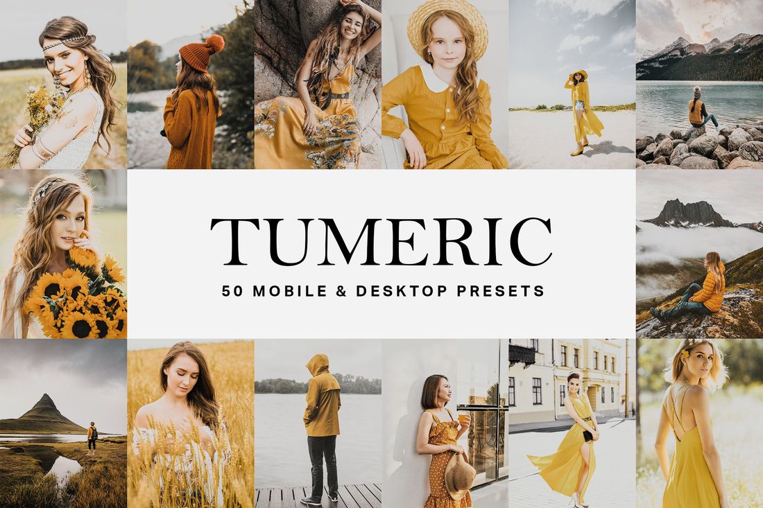 50款 Tumeric Yellow Lightroom Presets and LUTs