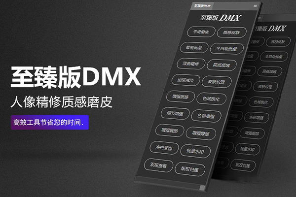 至臻版DMX 一键批量全自动人像精修质感磨皮修图PS插件